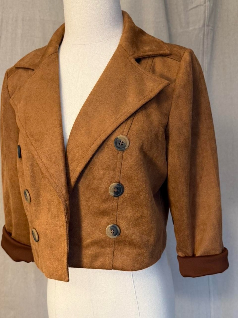 Faux Suede Cropped Jacket - Picture 3 of 7